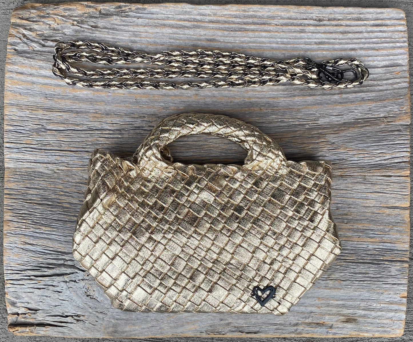 Hand Woven Mini Tote Bag - GOLD