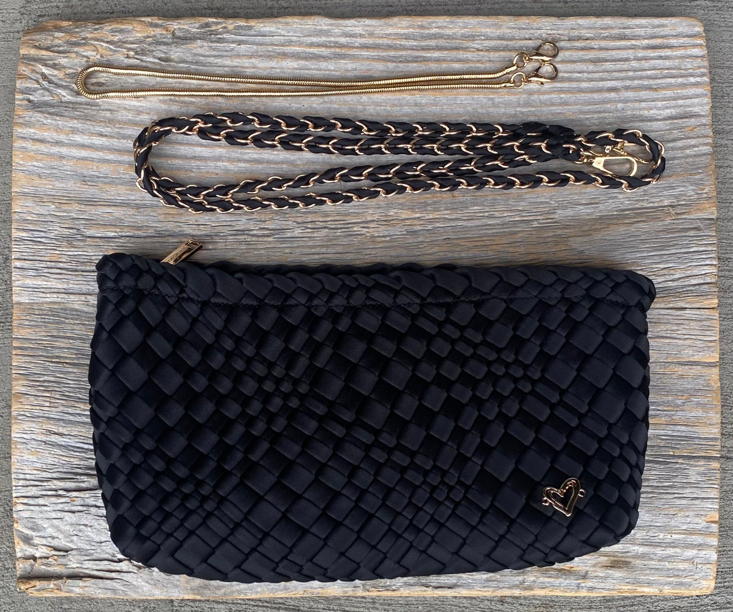 Woven 3-in-1 Clutch Bag - BLACK