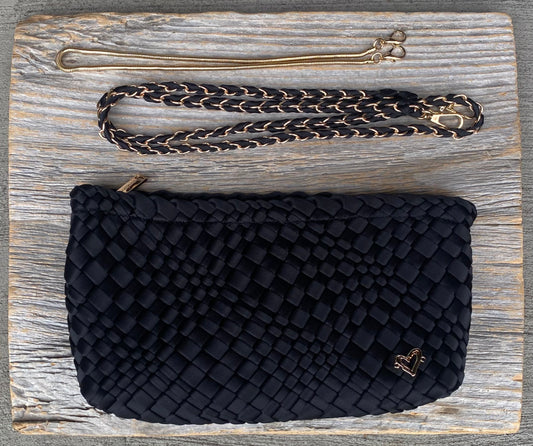 Woven 3-in-1 Clutch Bag - BLACK