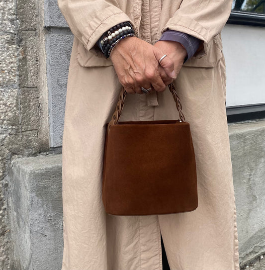Suede Bucket Bag - BROWN