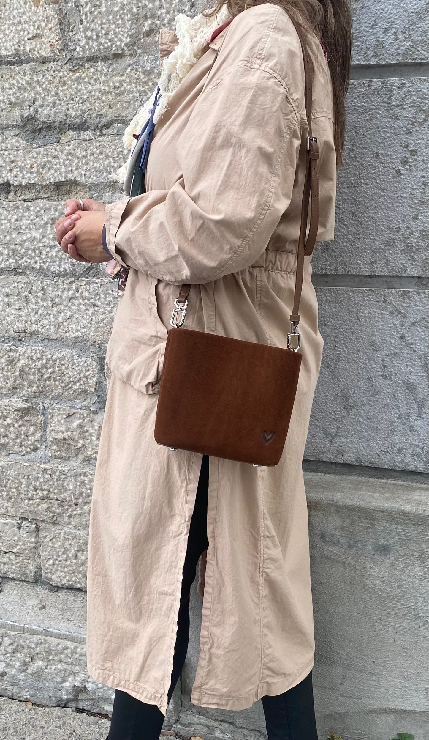 Suede Bucket Bag - BROWN