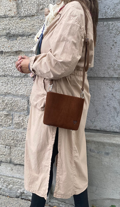 Suede Bucket Bag - BROWN
