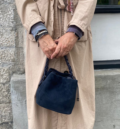 Suede Bucket Bag - NAVY