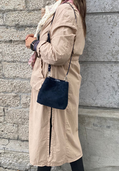 Suede Bucket Bag - NAVY
