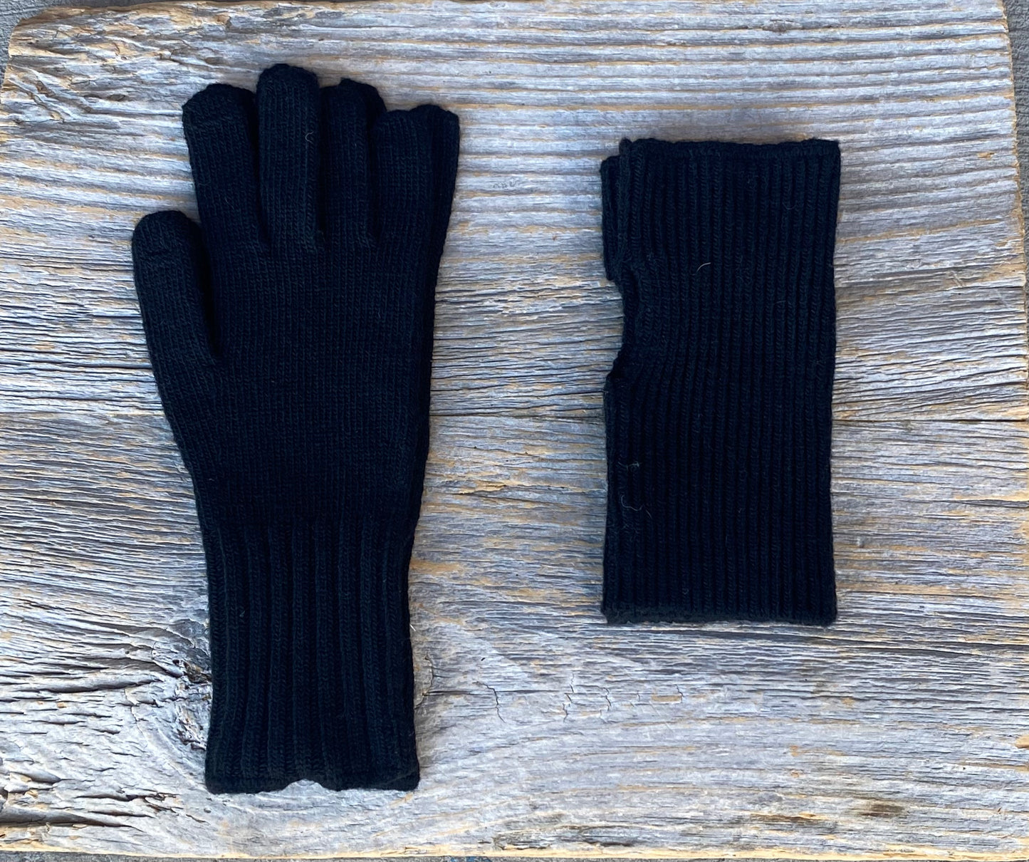 3-in-1 Wool-blend Knit Gloves - BLACK