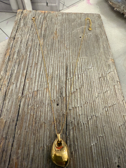 16" Gold  Chain Necklace with Solid Modern Drop Pendant