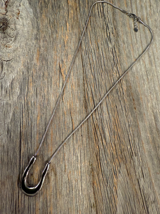 20" Silver snake chain necklace with silver pendant