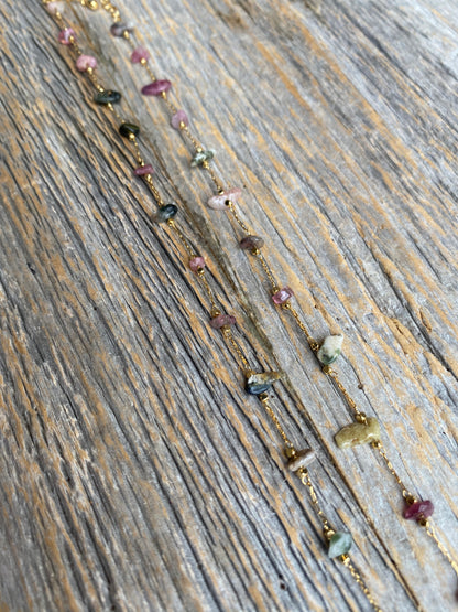 16" Dainty Agate Necklace - GOLD