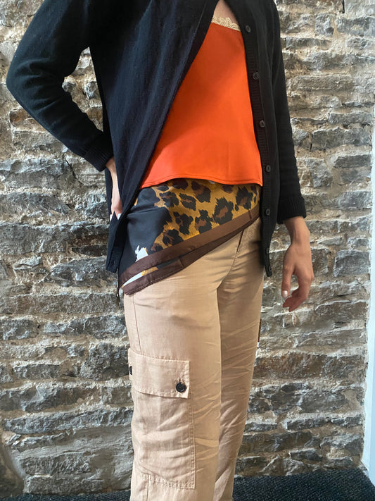 Satin Animal Print Square Scarf