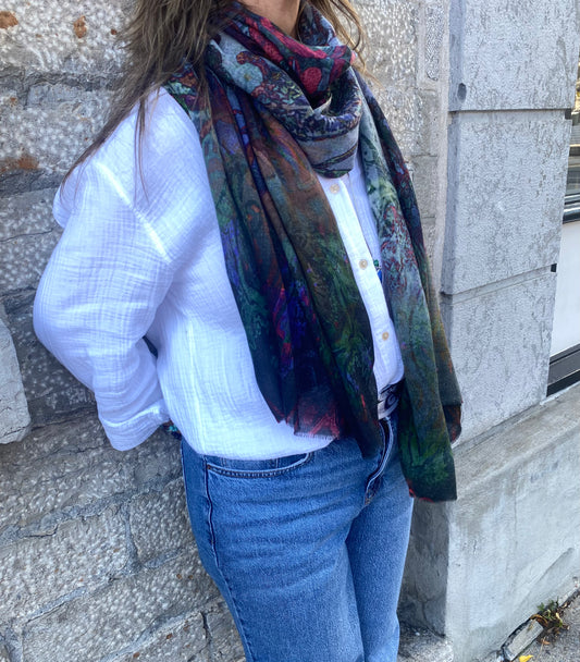 Oblong Stained Glass Printed Scarf