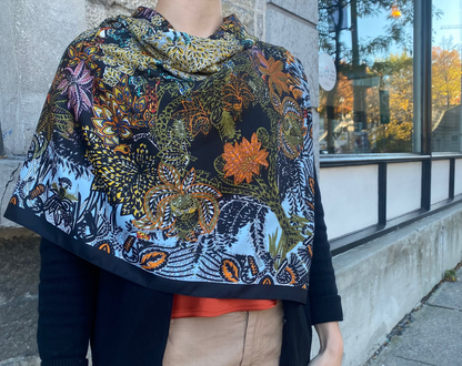 White Lotus Satin Square Scarf