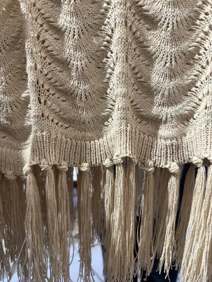 Knit Vest with Fringe- Vanilla