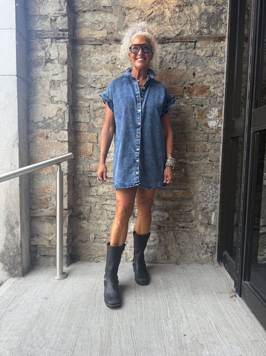 Stretch Denim Tunic Dress