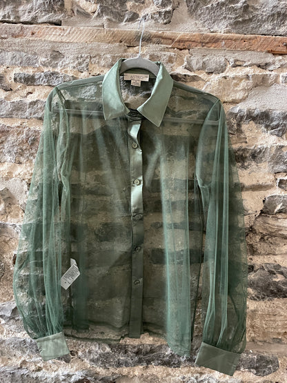 Tulle Shirt  with Satin- Army Green