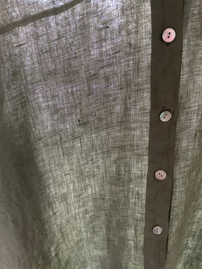 Linen Boyfriend Shirt- Khaki Green