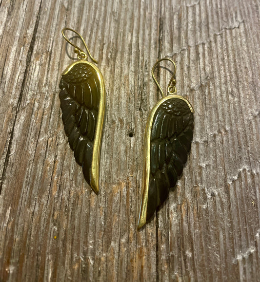 Black and Gold Wing Drop Earring