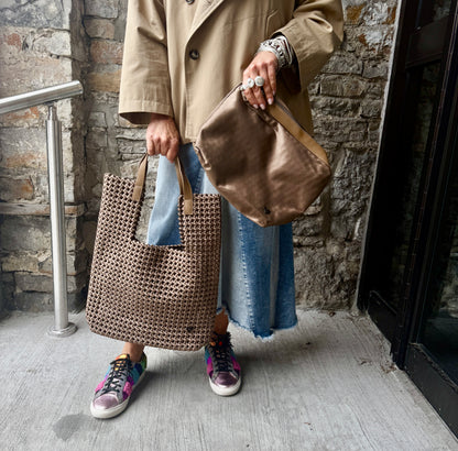 Hand Knotted Tote Bag - Tan
