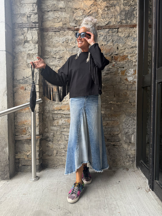 Fringe Sweatshirt - Black