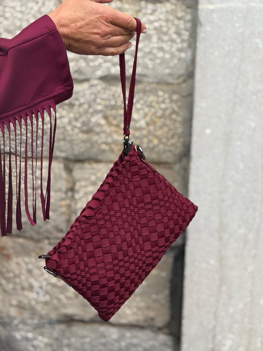 Woven 3-in-1 Crossbody- Burgundy