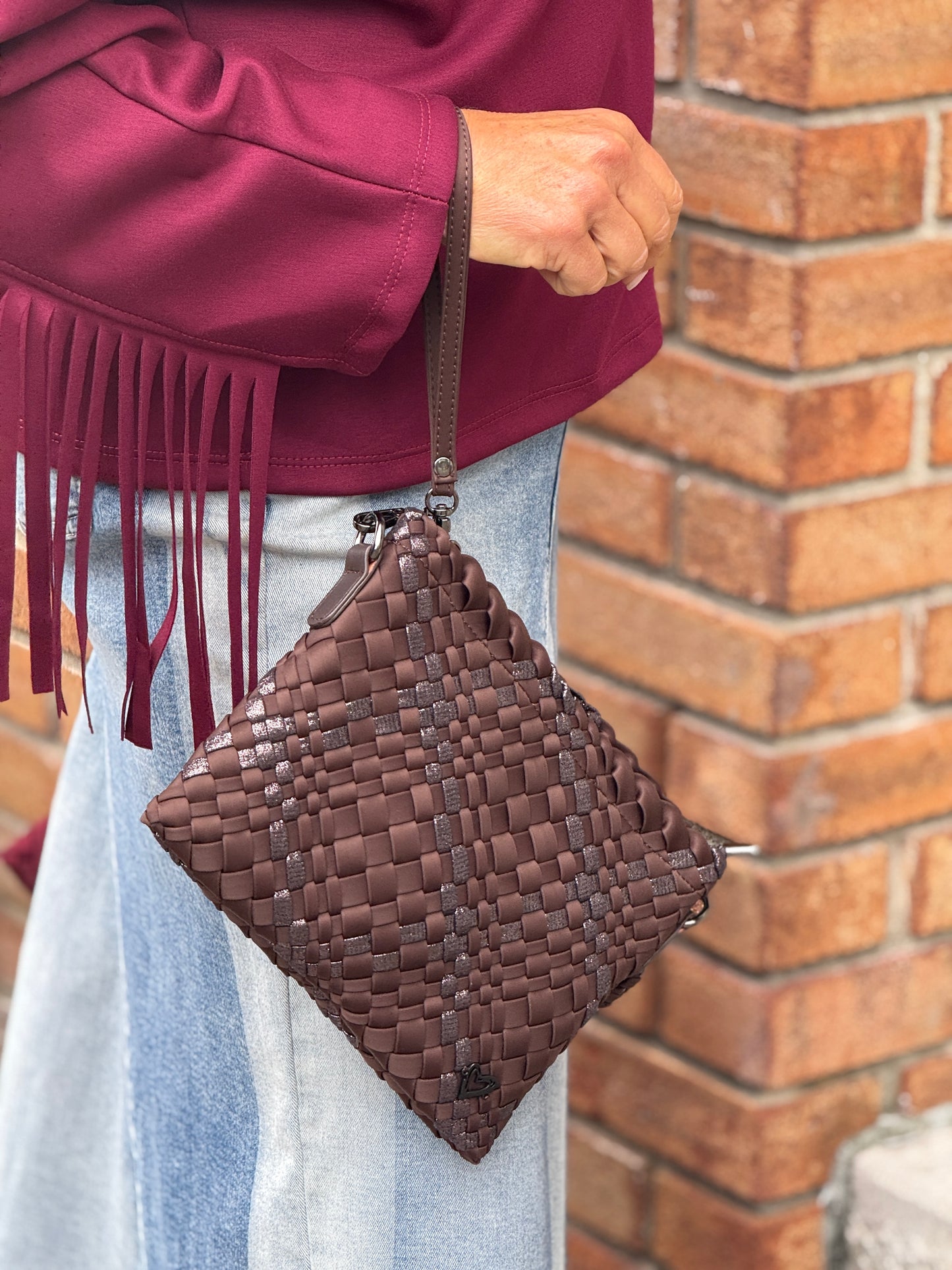 Woven 3-in-1 Crossbody- Brown