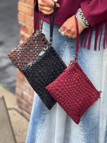 Woven 3-in-1 Crossbody- Brown