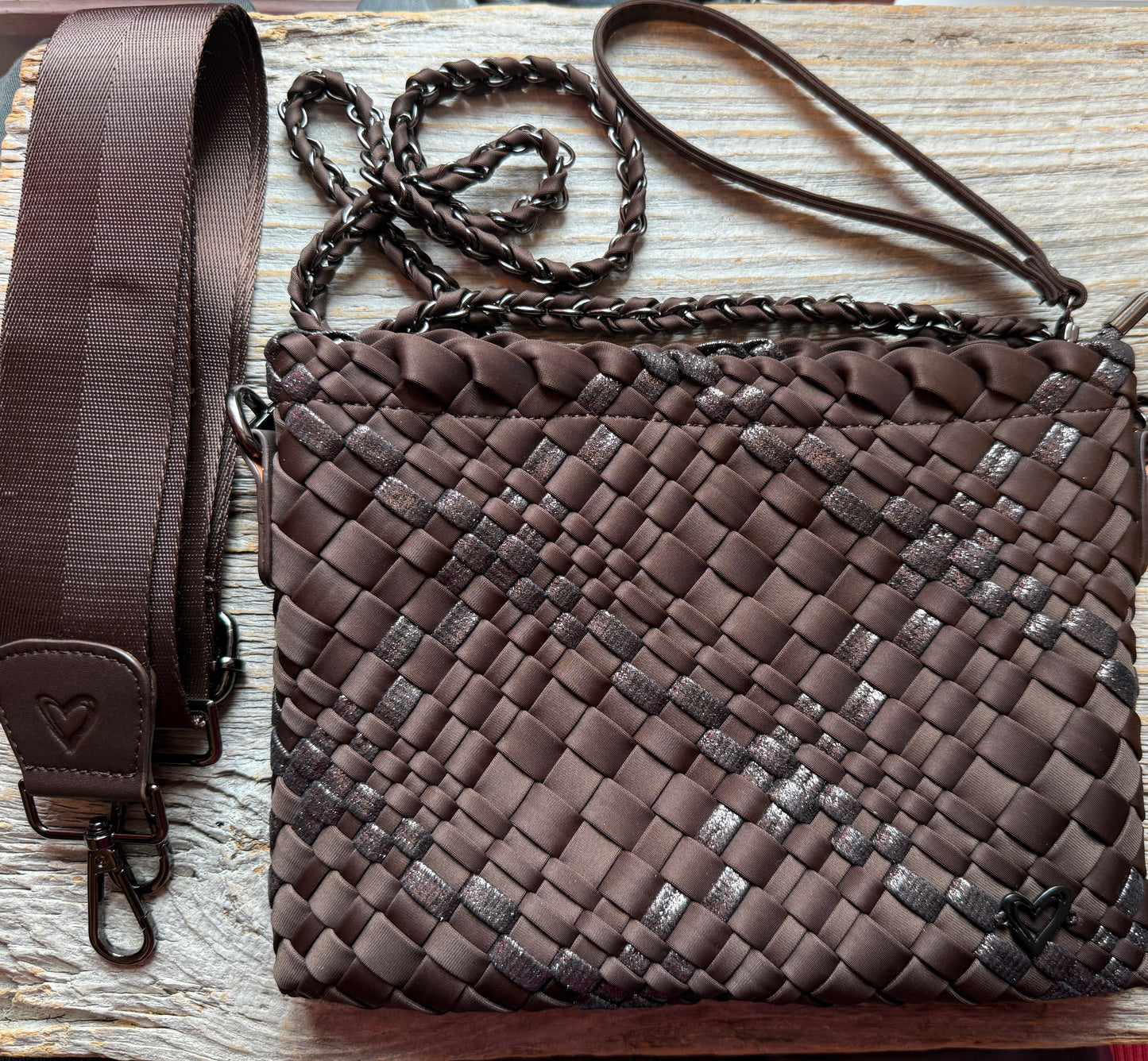 Woven 3-in-1 Crossbody- Brown