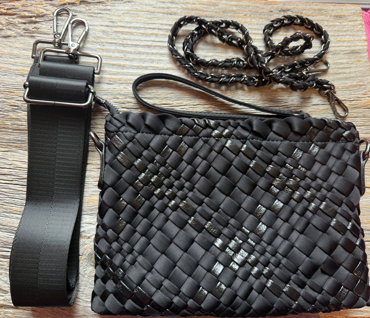 Woven 3-in-1 Crossbody- Black