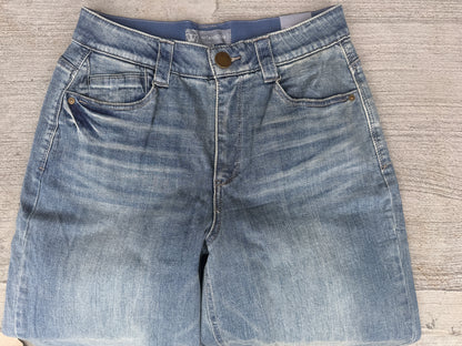 Wide Leg Cuffed Mid Blue Jeans