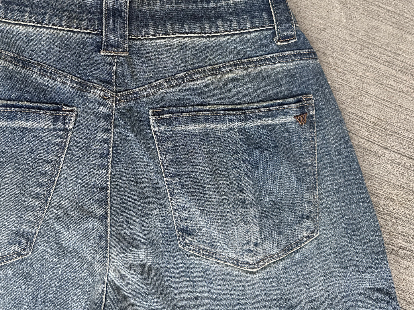 Wide Leg Cuffed Mid Blue Jeans