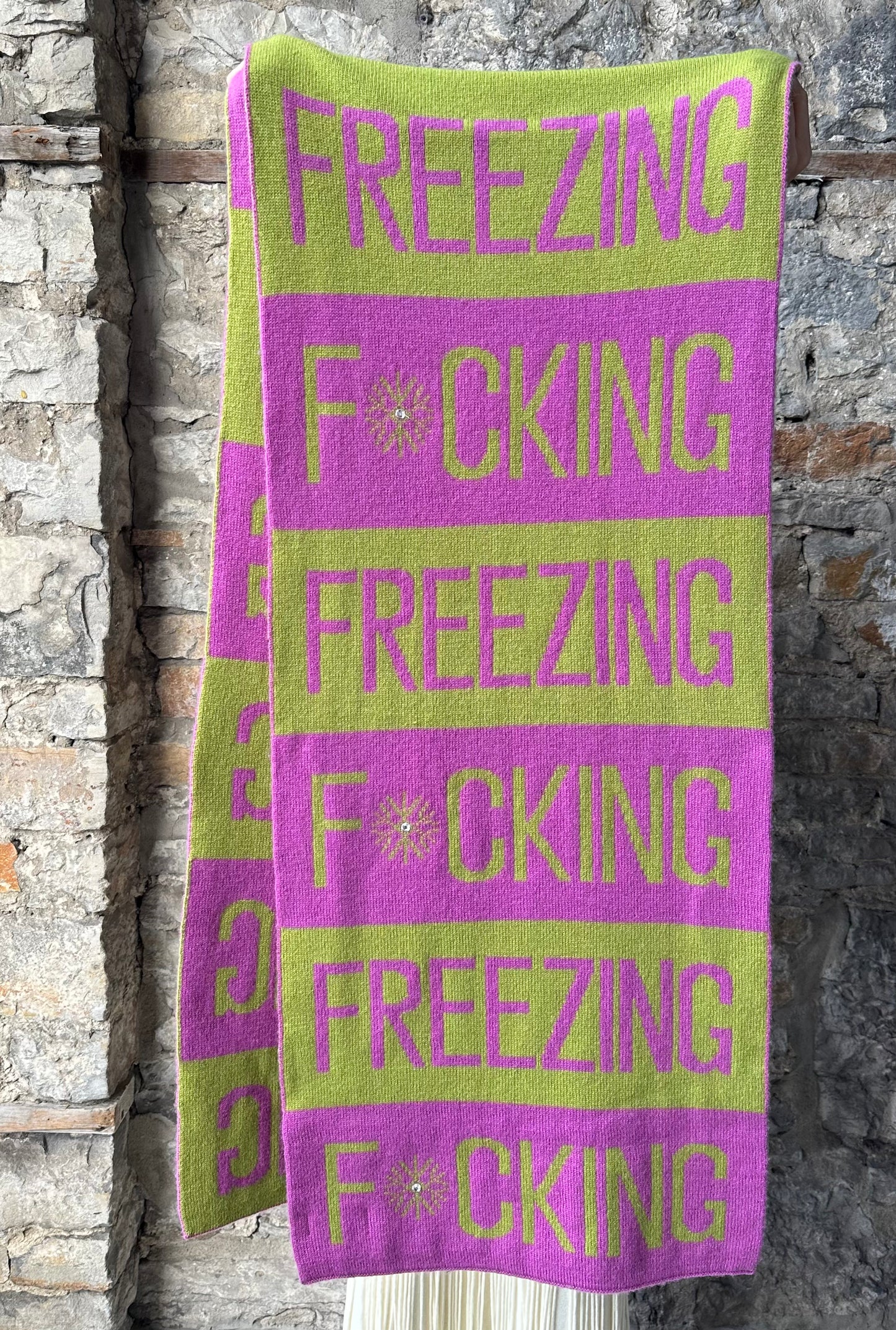 F*cking Freezing Oversized Blanket Scarf - Pink and Green