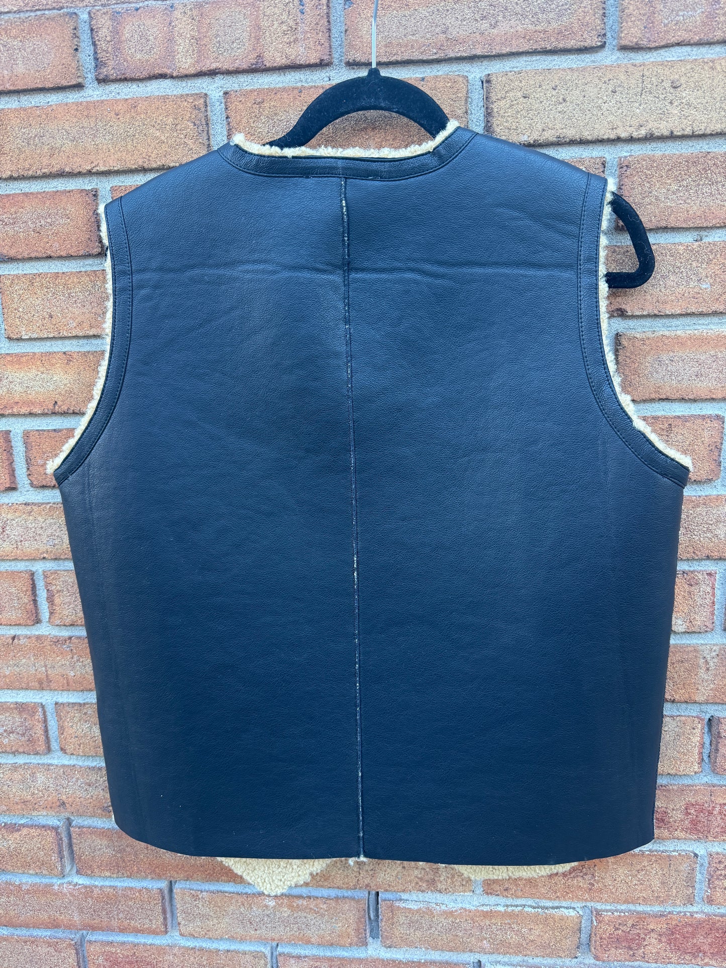 Faux Shearling Zip Up Vest - BLACK