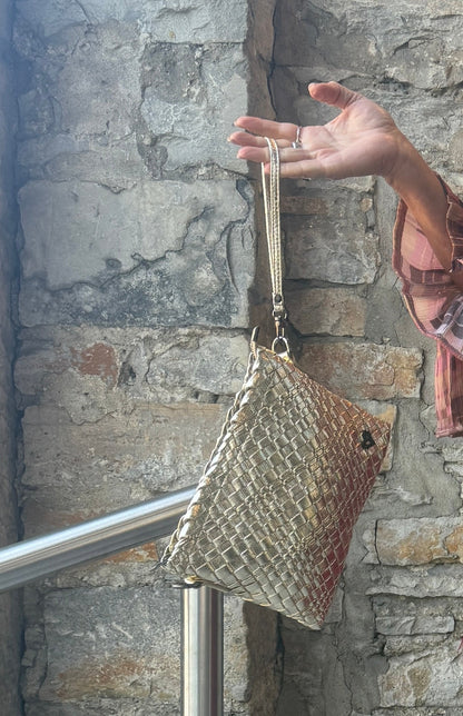 Hand Woven 3-in-1 Crossbody Messenger  Bag - GOLD