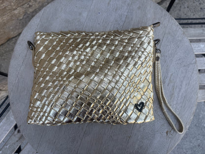 Hand Woven 3-in-1 Crossbody Messenger  Bag - GOLD
