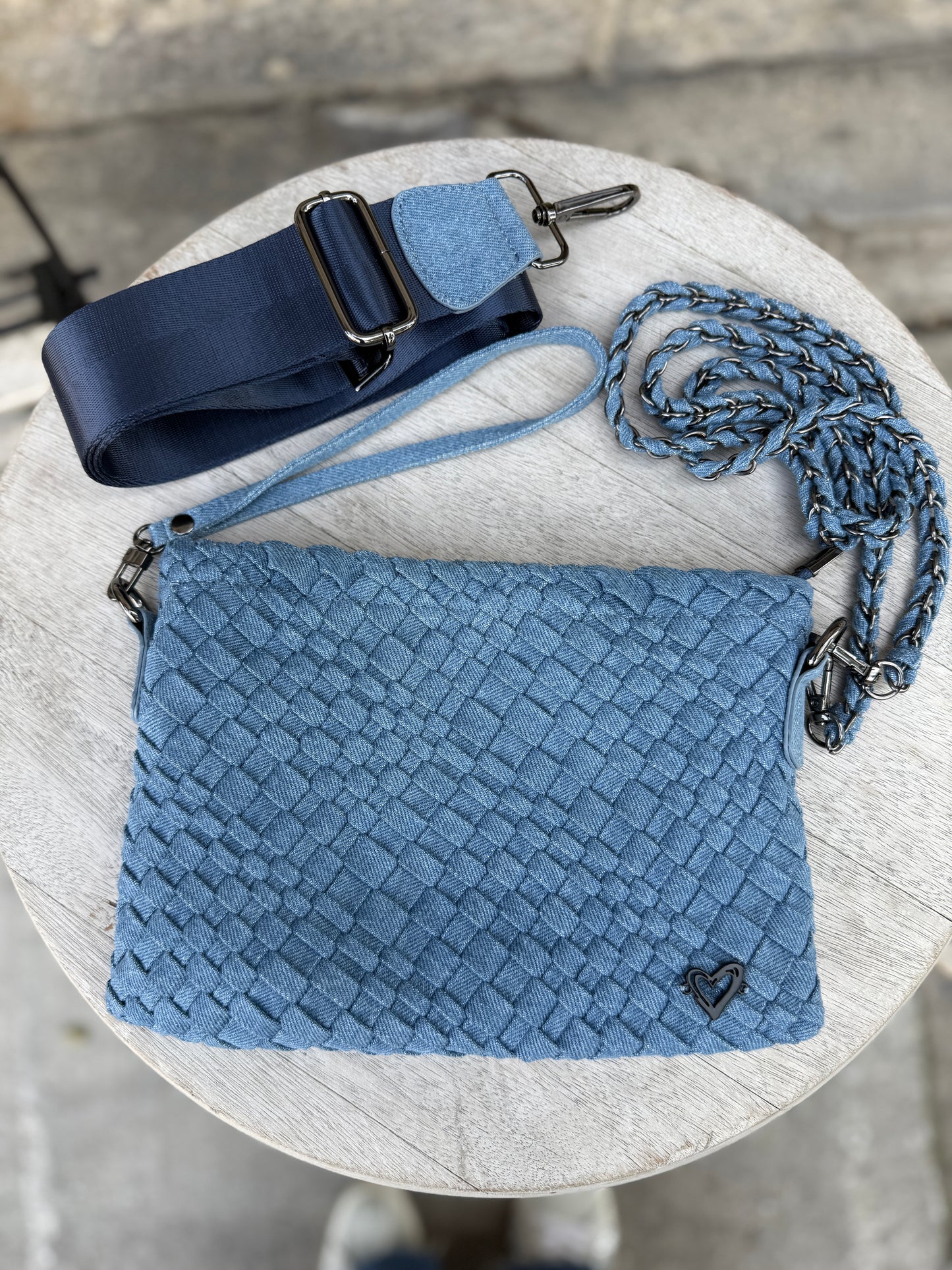 Hand Woven 3-in-1 Crossbody/ Messenger Bag- DENIM