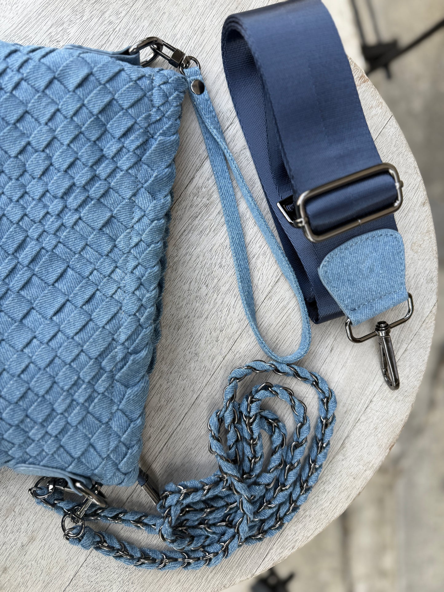 Hand Woven 3-in-1 Crossbody/ Messenger Bag- DENIM