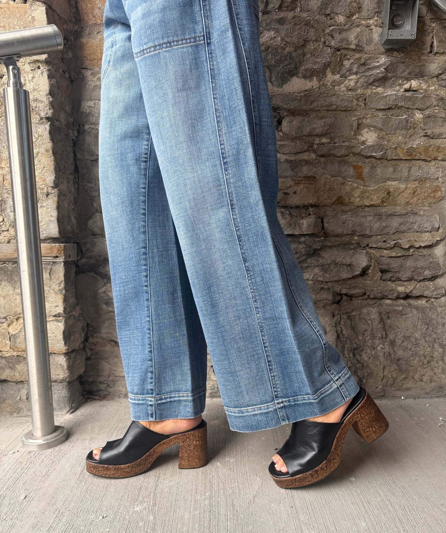 High Rise Wide Leg Jean with Utility Details