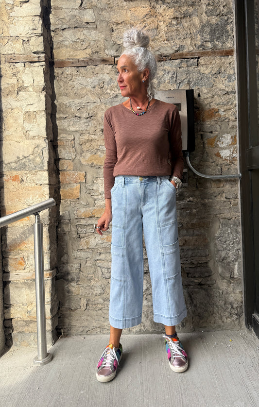 High Rise Wide Leg Utility Crop