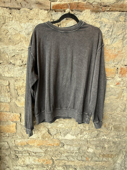 Pre Washed Cotton Sweatshirt - Charcoal Black