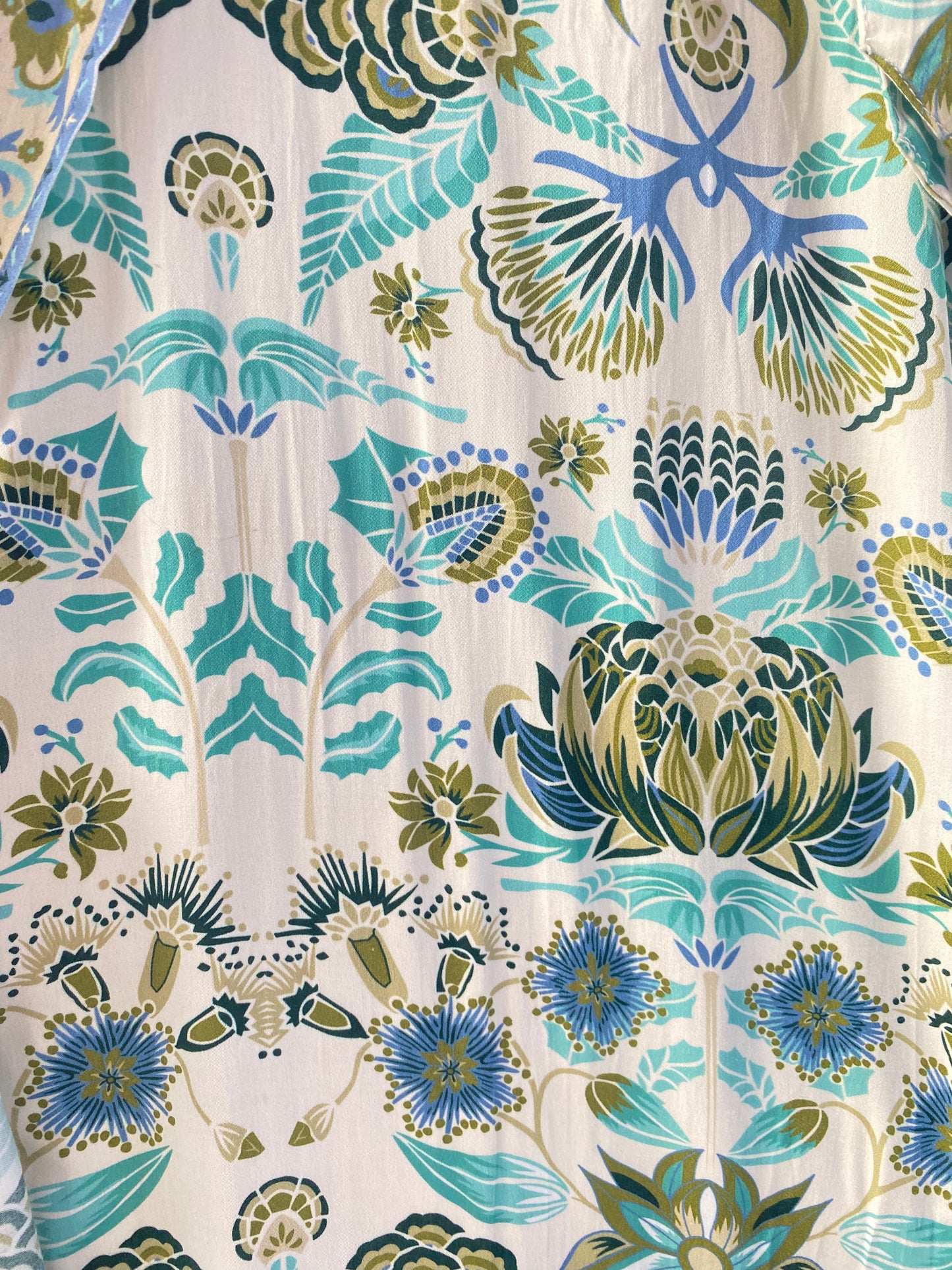 Green and Blue Wildflower Tie Front Wrap Wide Leg Pant