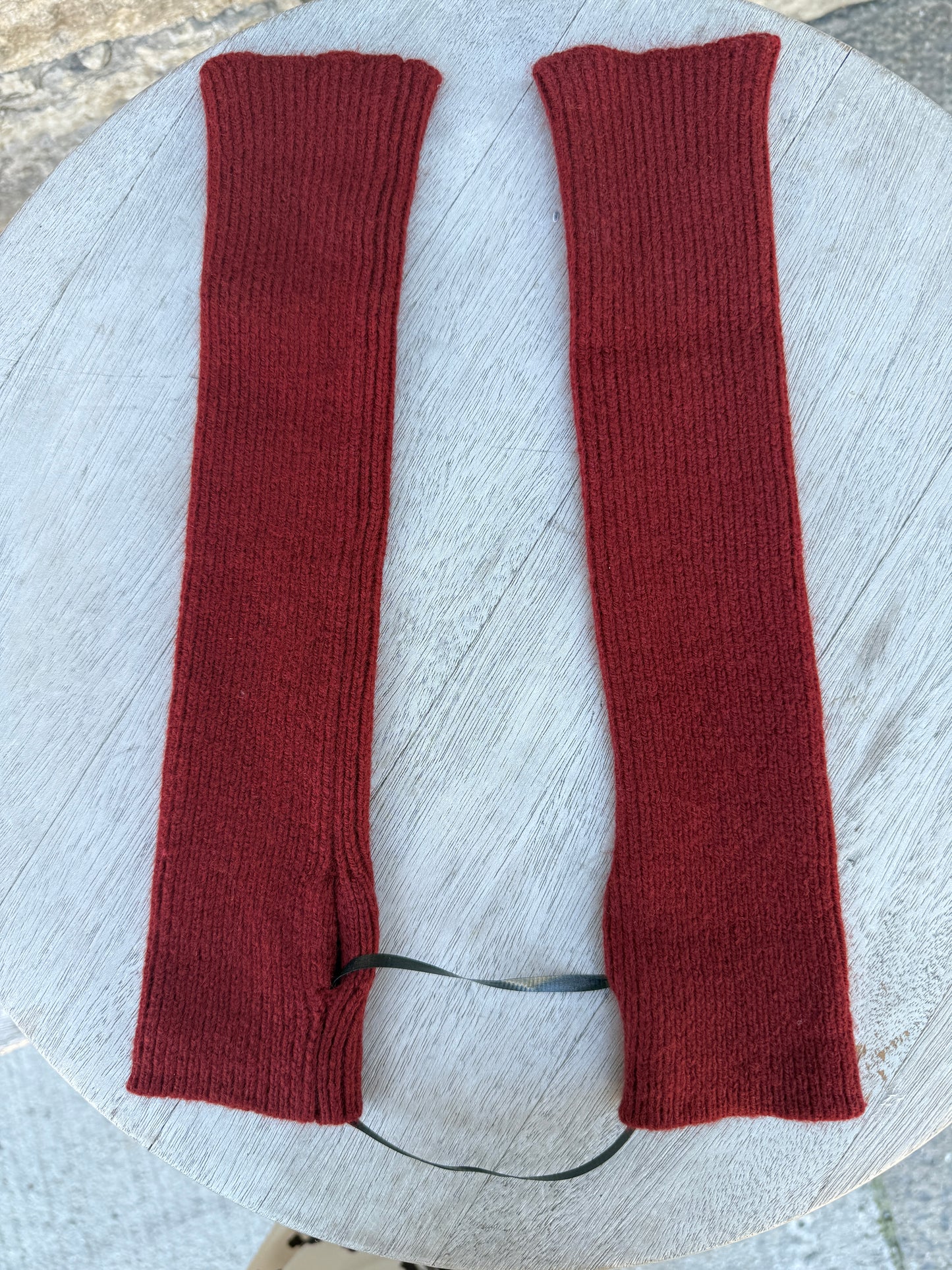 Crew Neck Sweater with fingerless sleeve- RUST