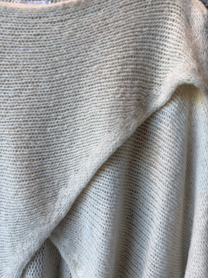 Wide Neck Cross Front Oversized Knit Sweater- IVORY