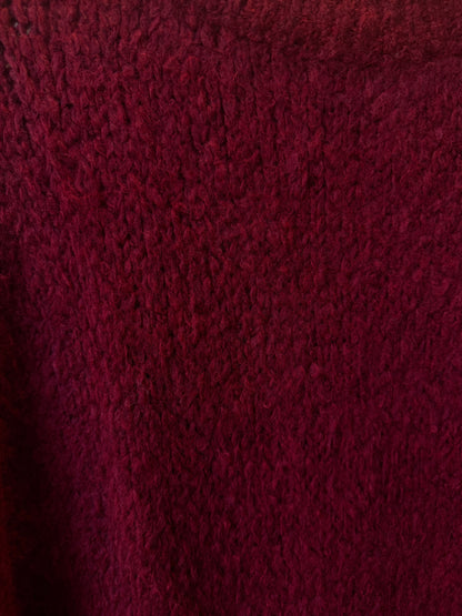 Oversized Knit Sweater Dress- BURGUNDY