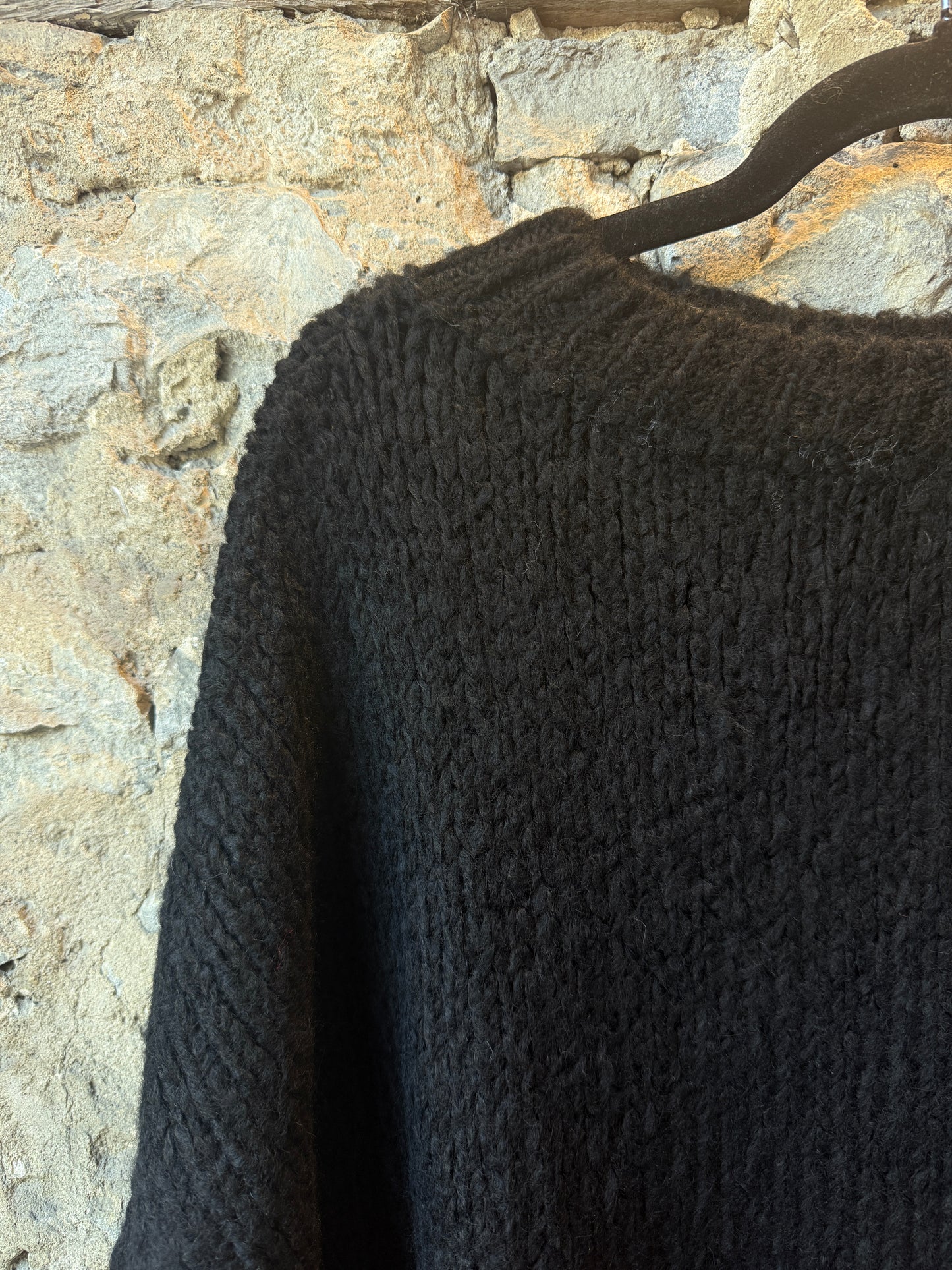 Oversized Knit Sweater Dress- BLACK