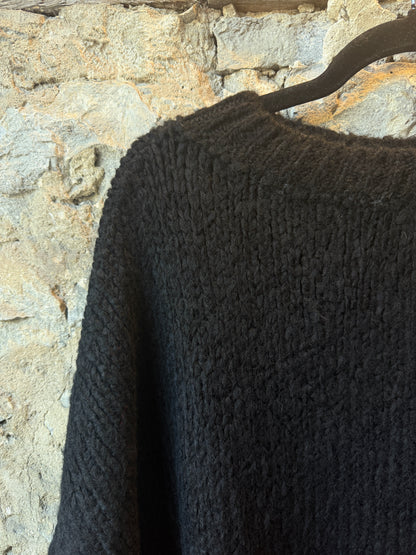 Oversized Knit Sweater Dress- BLACK