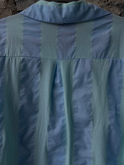 100% Cotton Lightweight Thick Striped Shirt - BLUE & GREEN