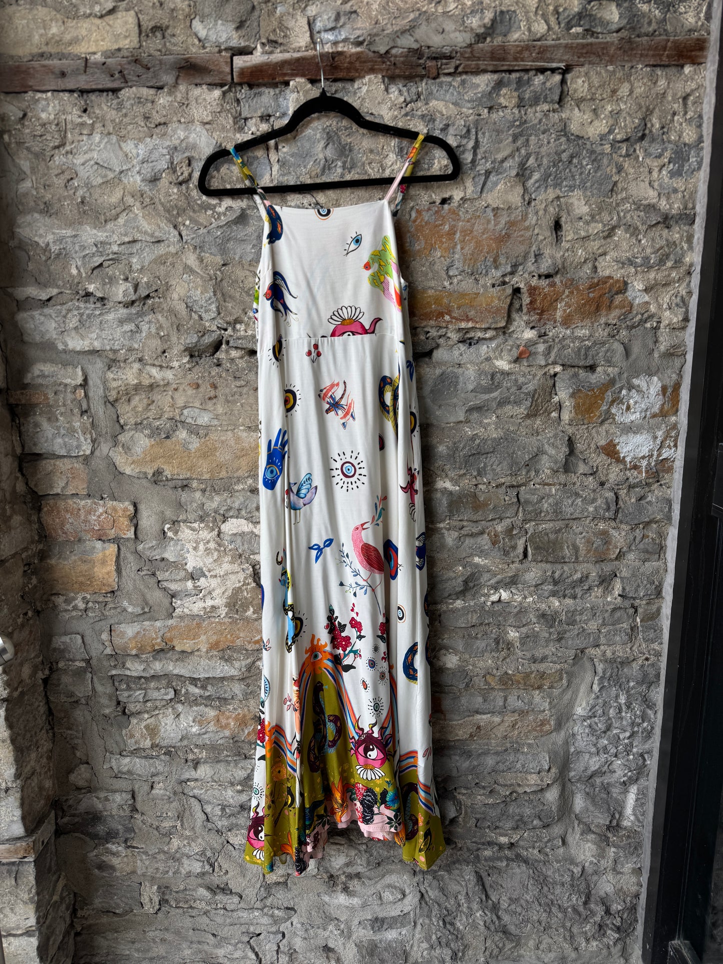 Mediterranean Printed Spaghetti Strap Maxi Dress