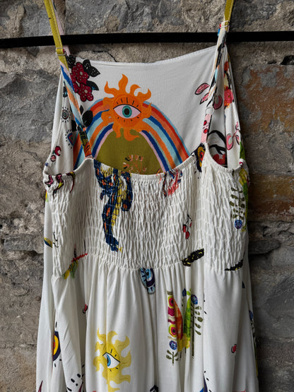 Mediterranean Printed Spaghetti Strap Maxi Dress