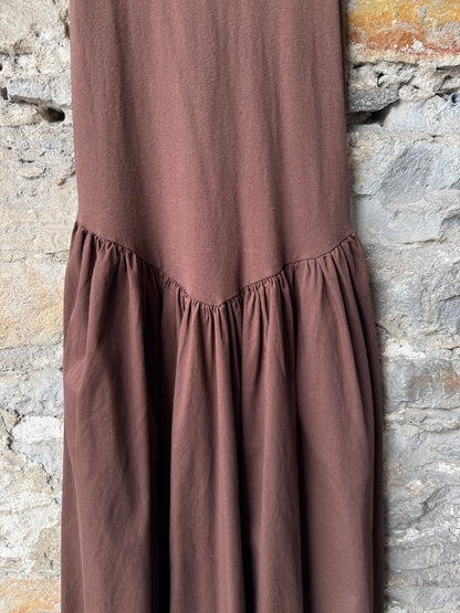 Racer Back Drop Waist Maxi Dress- BROWN