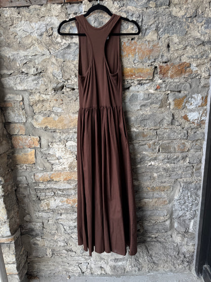 Racer Back Drop Waist Maxi Dress- BROWN