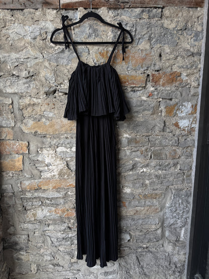 Pleated Wide Leg Jumpsuit - BLACK